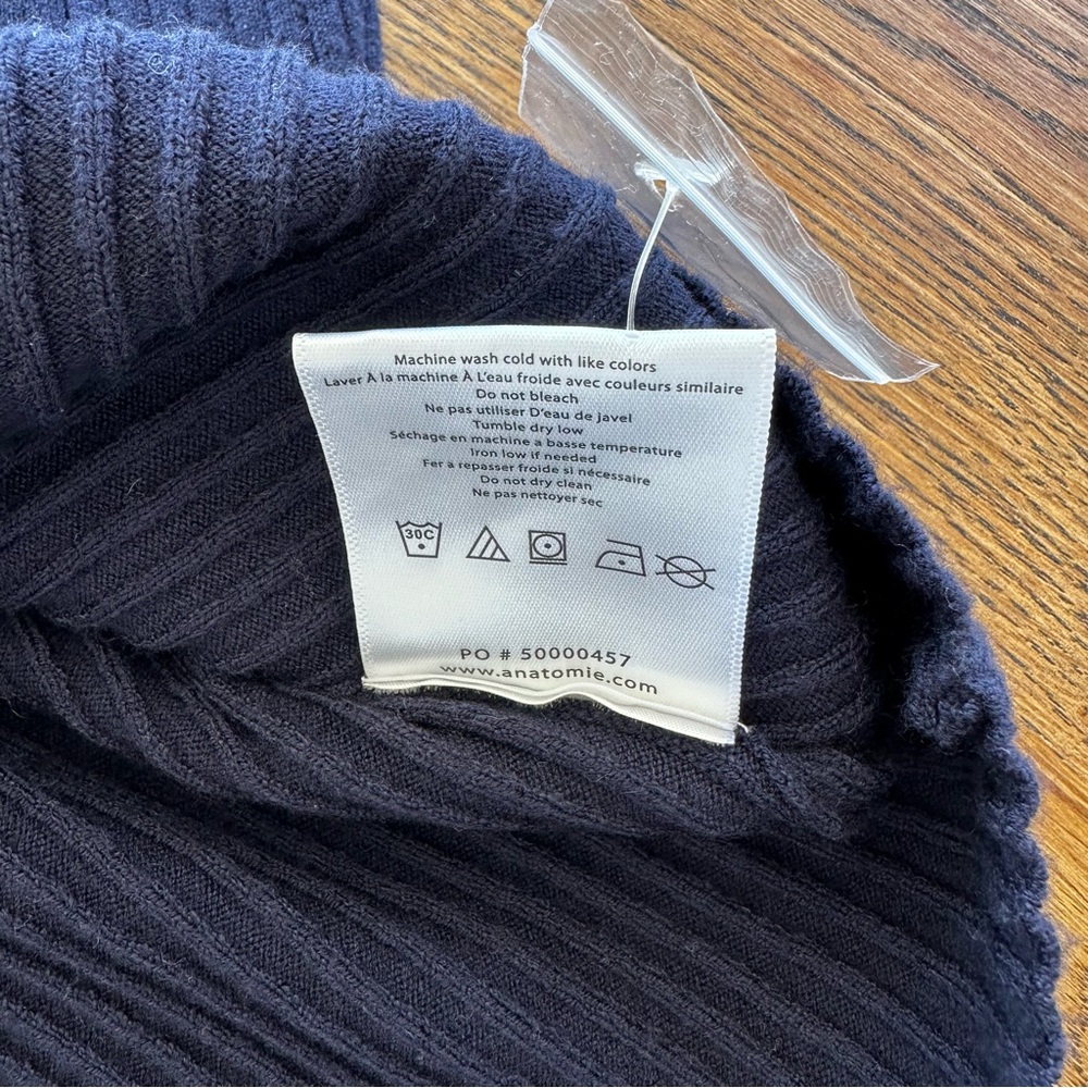 NWT Anatomie Charlize Navy Zip-Up Ribbed Travel Sweater Orange Cream Stripe - Picture 10 of 14